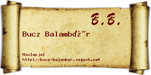 Bucz Balambér névjegykártya